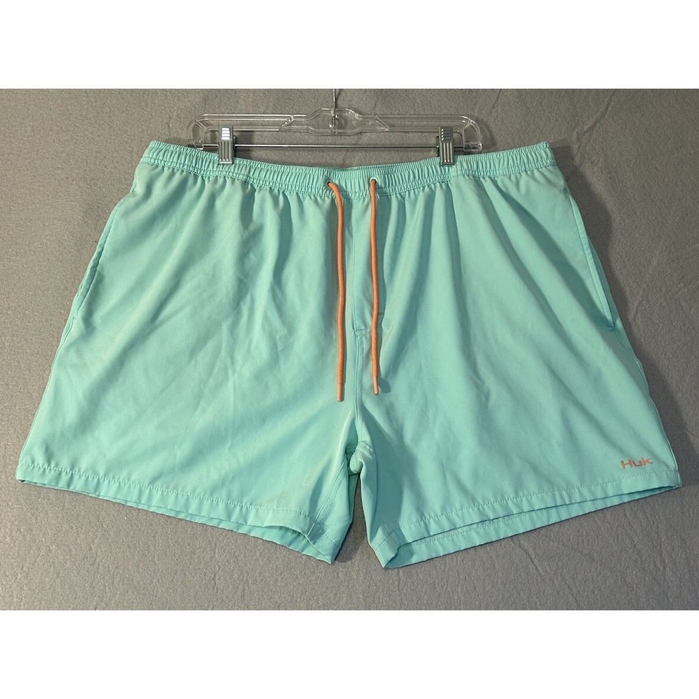 Huk Mens Shorts Trunks Size XXL Green Volleyball Swimming Fishing Lining Removed